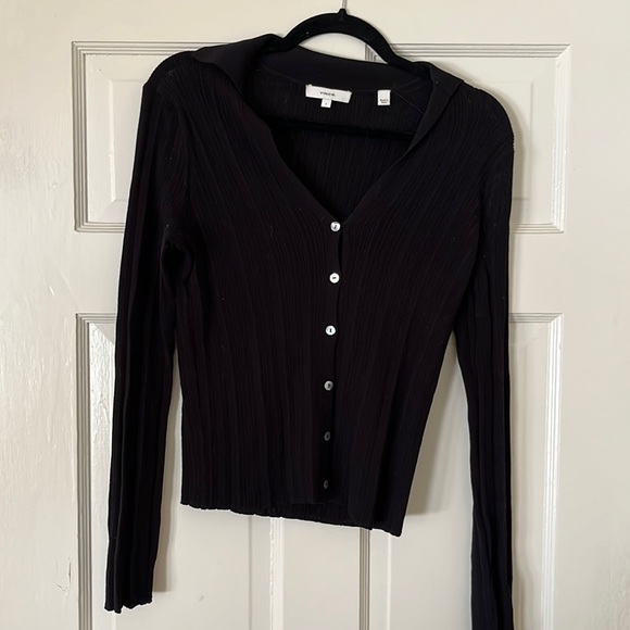 Vince Ribbed Polo Cardigan - Picture 3 of 6